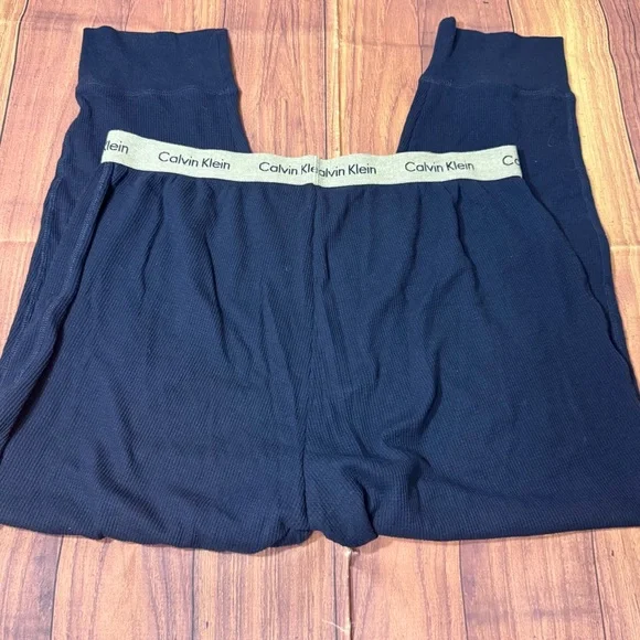 Men’s Size XL Calvin Klein Navy Waffle Knit Thermal Loungewear Joggers - Picture 9 of 13